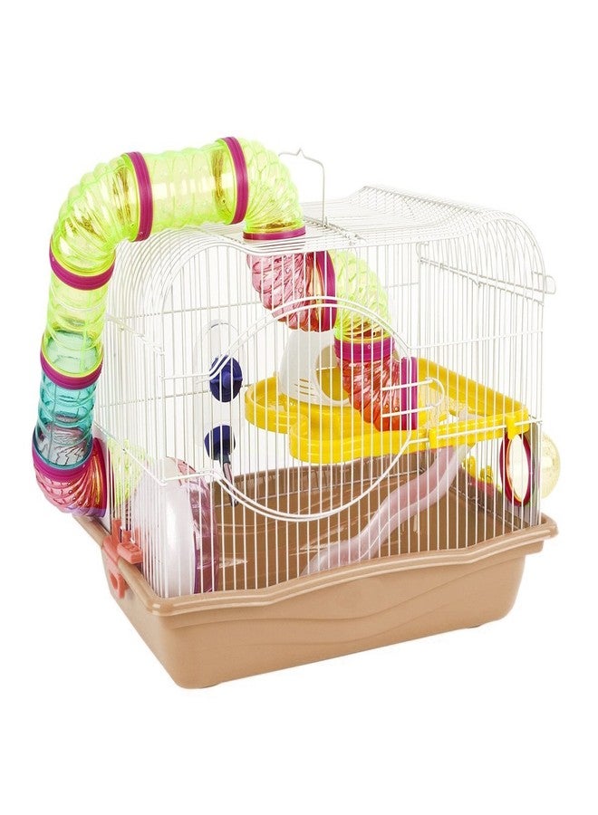 سايج سكوير بيت لعب/قفص للهامستر/القزم/الجرذ/الفأر - مع أرضية إضافية، وعجلة تمرين، وزجاجة ماء، ومخبأ، وصينية طعام - Image 1